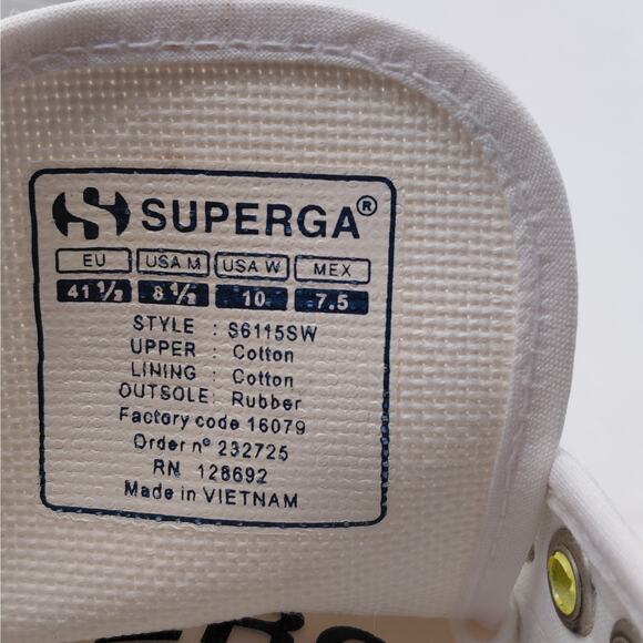 Superga Womens Sneakers Size 10 White Canvas Rainbow Eyelet Low Top Tennis Shoes - Picture 8 of 11